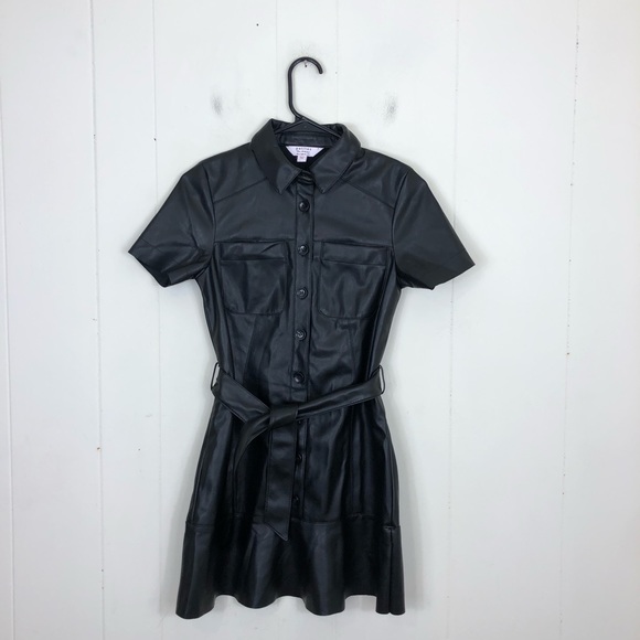 Miss Selfridge Faux Leather Shirt Dress Sz 2P - Picture 2 of 10